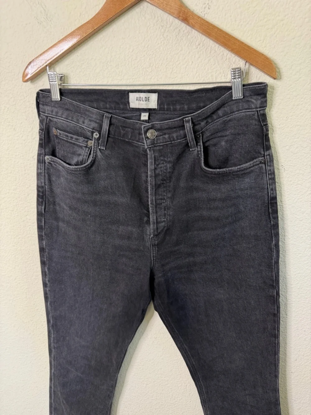 Agolde Freya High Rise Slim Jeans Charcoal Black Gray Womens Size 29